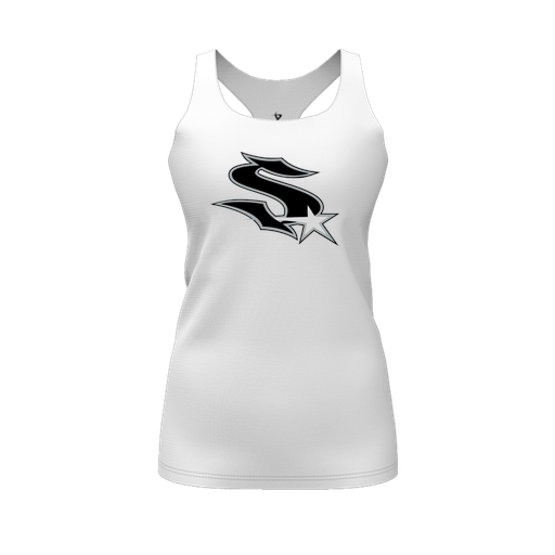 [CUS-DFW-RCBK-PER-WHT-FYS-LOGO1] Racerback Tank Top (Female Youth S, White, Logo 1)