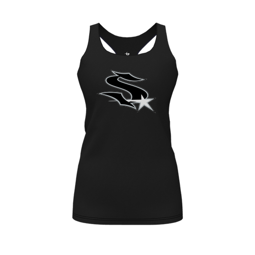 [FT0TRBBK-FYS-LOGO1] Decker Racerback Tank Top (Female Youth S, Black, Logo 1)