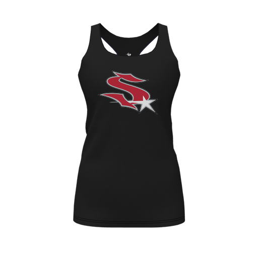 [CUS-DFW-RCBK-PER-BLK-FYS-LOGO2] Racerback Tank Top (Female Youth S, Black, Logo 2)