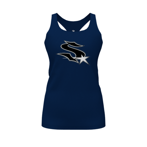 [CUS-DFW-RCBK-PER-NVY-FYS-LOGO1] Racerback Tank Top (Female Youth S, Navy, Logo 1)