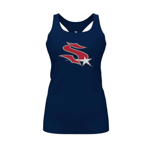[CUS-DFW-RCBK-PER-NVY-FYS-LOGO2] Racerback Tank Top (Female Youth S, Navy, Logo 2)