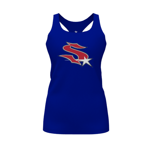 [CUS-DFW-RCBK-PER-RYL-FYS-LOGO2] Racerback Tank Top (Female Youth S, Royal, Logo 2)