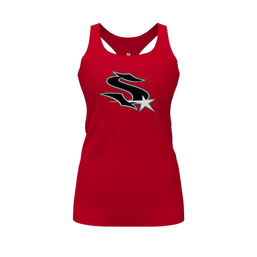 [CUS-DFW-RCBK-PER-RED-FYS-LOGO1] Racerback Tank Top (Female Youth S, Red, Logo 1)