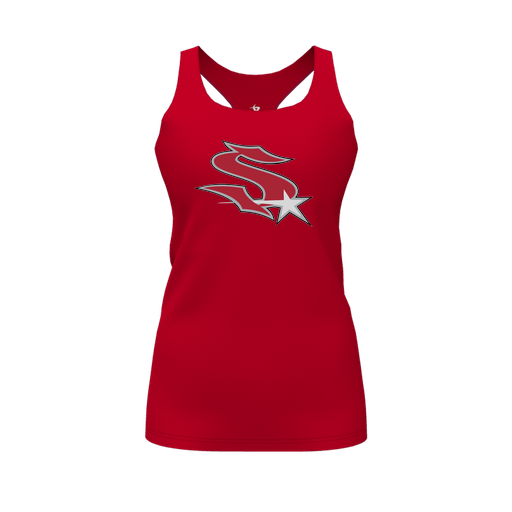 [CUS-DFW-RCBK-PER-RED-FYS-LOGO2] Racerback Tank Top (Female Youth S, Red, Logo 2)