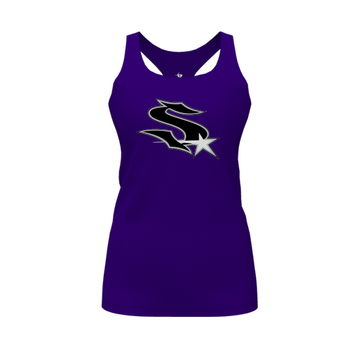 [CUS-DFW-RCBK-PER-PUR-FYS-LOGO1] Racerback Tank Top (Female Youth S, Purple, Logo 1)