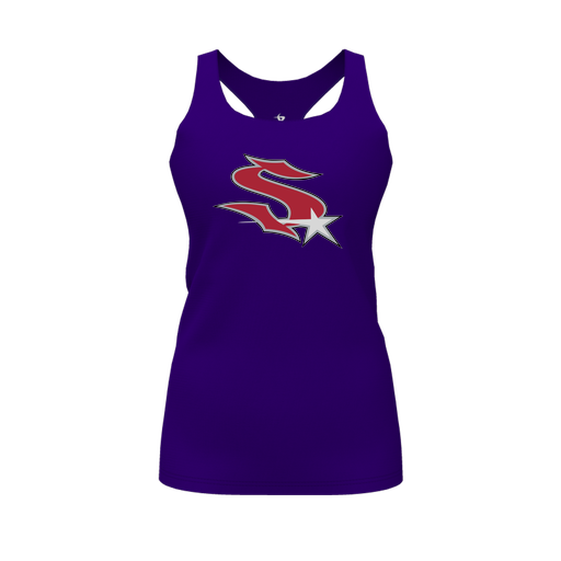 [CUS-DFW-RCBK-PER-PUR-FYS-LOGO2] Racerback Tank Top (Female Youth S, Purple, Logo 2)