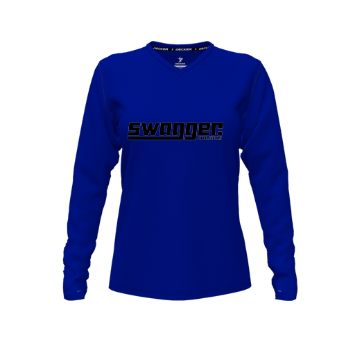 [CUS-DFW-TEES-CMF-VNK-LSL-RYL-FYXS-LOGO3] Comfort T-Shirt (Female Youth XS, Royal, V Neck, Logo 3, Long Sleeve)