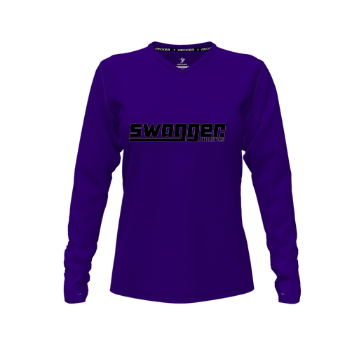 [CUS-DFW-TEES-CMF-VNK-LSL-PUR-FYXS-LOGO3] Comfort T-Shirt (Female Youth XS, Purple, V Neck, Logo 3, Long Sleeve)