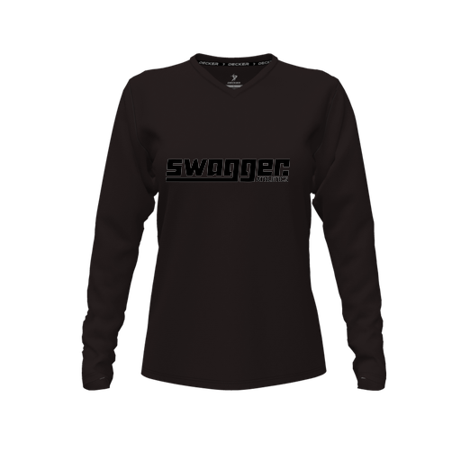 [FTLVPTBK-FYXS-LOGO3] Decker Performance T-Shirt (Female Youth XS, Black, V Neck, Logo 3, Long Sleeve)