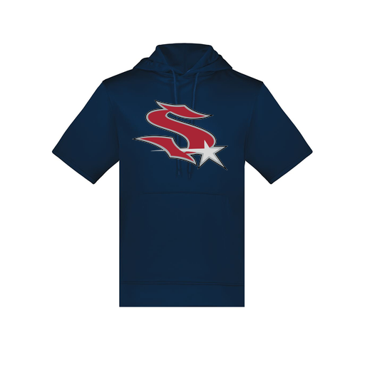 [6871.065.S-LOGO2] Men's Dri Fit Short Sleeve Hoodie (Adult S, Navy, Logo 2)