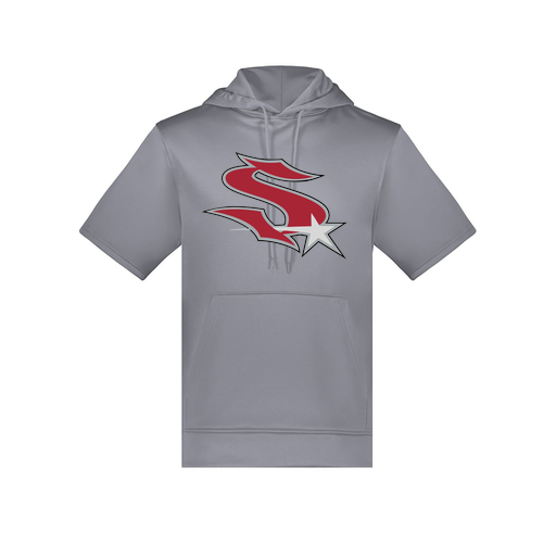 [6871.059.S-LOGO2] Men's Dri Fit Short Sleeve Hoodie (Adult S, Gray, Logo 2)
