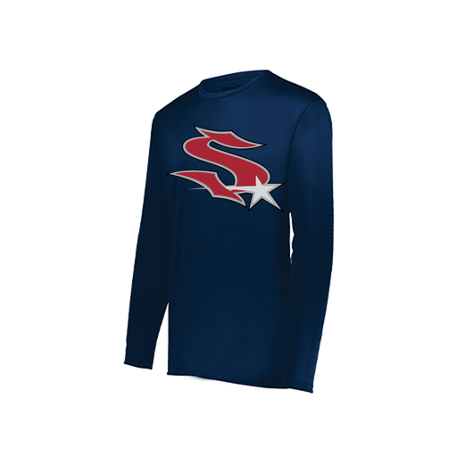 [222822.065.XS-LOGO2] Men's LS Smooth Sport Shirt (Adult XS, Navy, Logo 2)