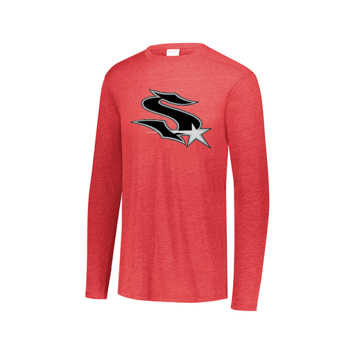 [FTLCUBRD-AXS-LOGO1] Decker Men's Tri-Blend T-Shirt - Long Sleeve (Adult XS, Red, Logo 1)