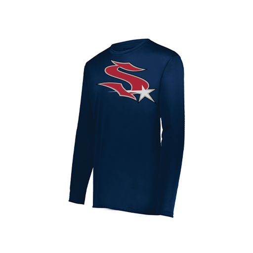 [222823.065.S-LOGO2] Youth LS Smooth Sport Shirt (Youth S, Navy, Logo 2)