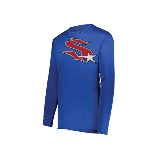 [222823.060.S-LOGO2] Youth LS Smooth Sport Shirt (Youth S, Royal, Logo 2)