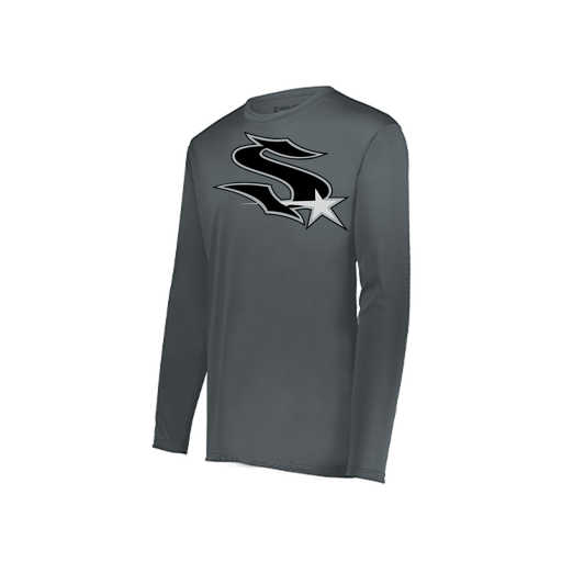 [222823.059.S-LOGO1] Youth LS Smooth Sport Shirt (Youth S, Gray, Logo 1)