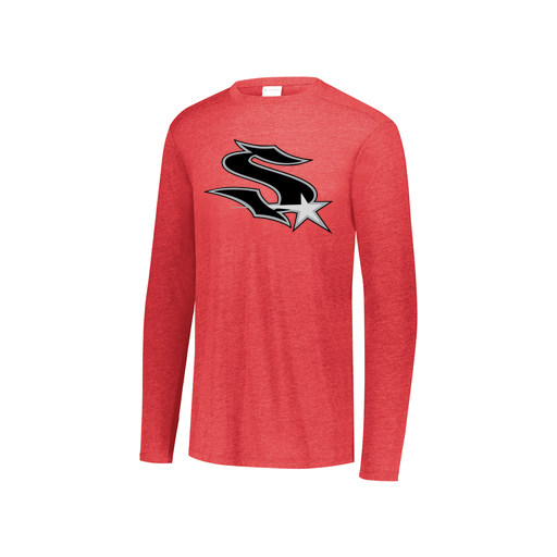 [FTLCUBRD-YS-LOGO1] Decker Youth Tri-Blend T-Shirt - Long Sleeve (Youth S, Red, Logo 1)