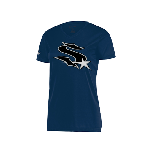 [222820.065.S-LOGO1] Ladies Movement Dri Fit Shirt (Female Adult S, Navy, Logo 1)