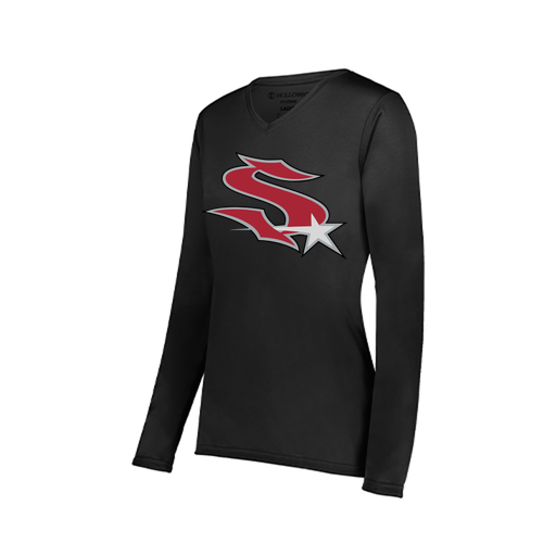 [222824.080.S-LOGO2] Ladies LS Smooth Sport Shirt (Female Adult S, Black, Logo 2)