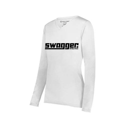 [222824.005.S-LOGO3] Ladies LS Smooth Sport Shirt (Female Adult S, White, Logo 3)